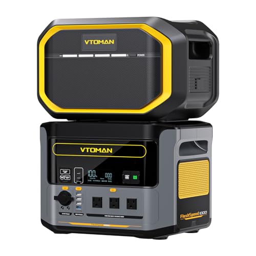 VTOMAN FlashSpeed 1000 Portable Power Station UPS LiFePO4 Battery Generator, 70Min Fully Charged, 1000W(Peak 2000W), 14 Output Ports for Vehicle Emergency, Road Trip, Camping Generator