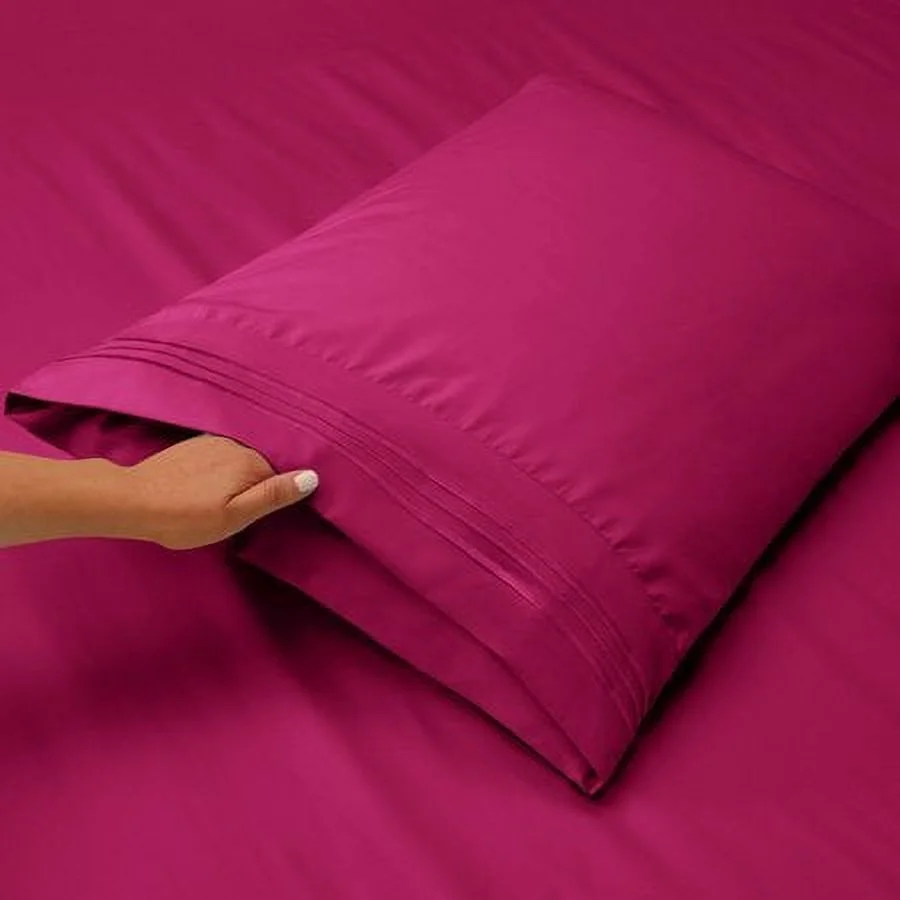 1800 Thread Count 4 Piece Deep Pocket Egyptian Comfort Bedroom Bedding Sheet Set California King Size Vivacious Magenta Colour