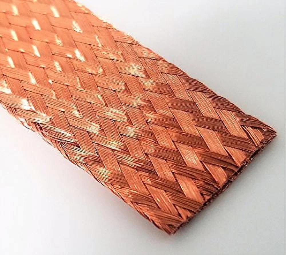 Flat Bare Copper Braid, Bright, 5/8