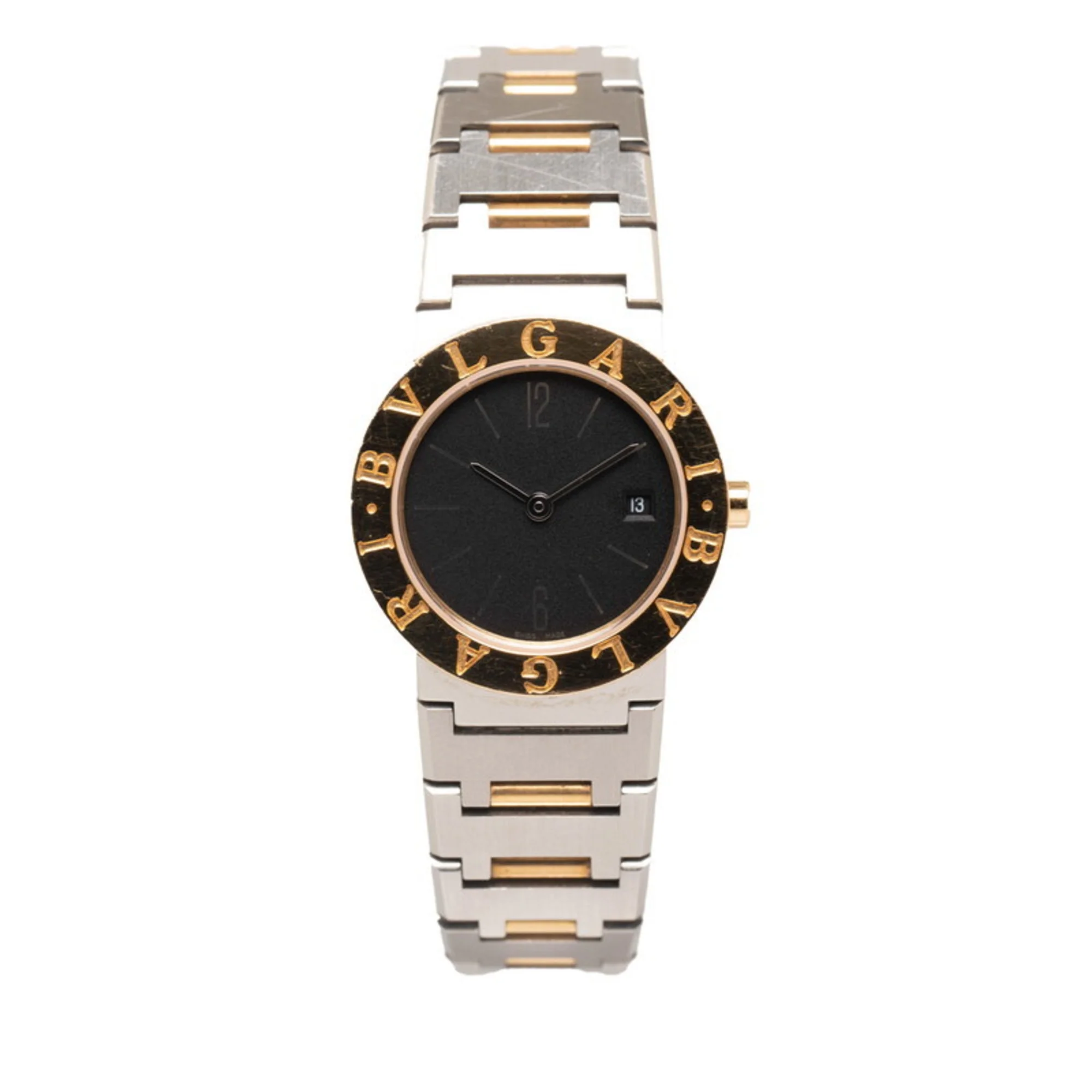 Pre-Owned Bulgari Bvlgari Watch BB26SS Quartz Black Dial Stainless Steel K18YG Yellow Gold Ladies BVLGARI (Good)