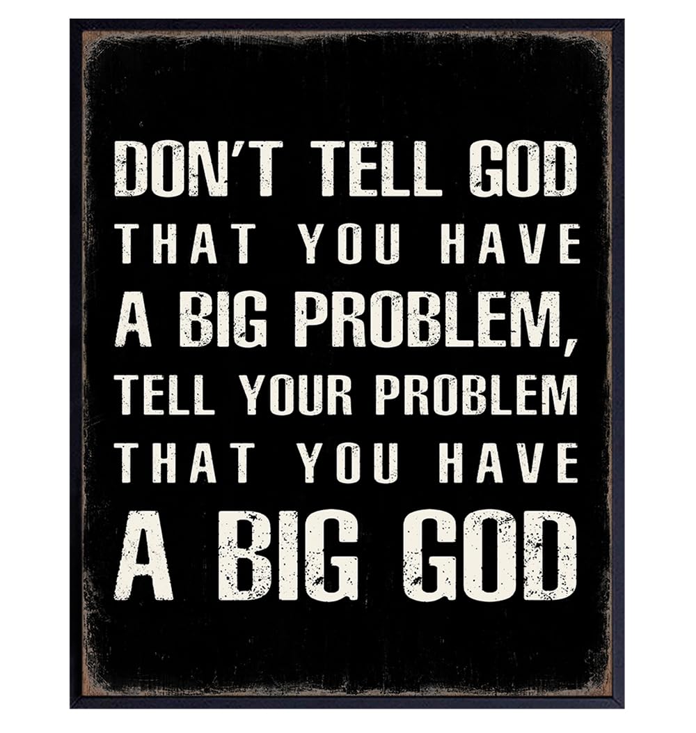 Religious Saying Wall Art - masculine Christianity - Christian Gifts for Men - Faith Wall Decor - Jesus God Motivational poster - Living room Home Office Man cave - spiritual Inspirational Home Decor