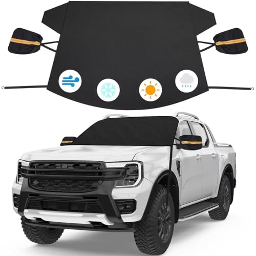 Kohree Large Windshield Cover for Ice and Snow, 600D Car Windshield Snow Cover with Side Covers, Heavy Duty Windshield Cover for Cars Trucks SUV MPV, Car Accessories (76 x 49 inches)