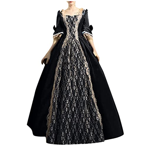 Women Renaissance Costume Medieval Dress Maxi Dresses Fashion Lace up Dress Vintage Half sleeve Party Dress