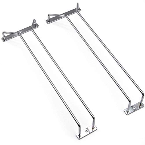 10.8 Inch Black Wine Glass Rack, Under Cabinet Wine Glass Holder Stainless Steel Stemware Rack - Hanging Stemware Holder for Cabinet Kitchen Bar, Set of 4