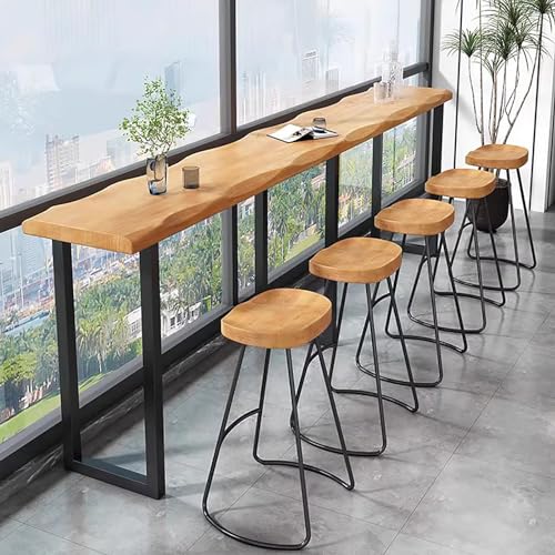 Industrial Bar Counter Table,Solid Wood Bar Top Table Long Narrow Bar Table,Rectangular Bar Height Pub Table Rustic Counter Top Table,Live Edge Kitchen Dining Table,No Stool(47.2