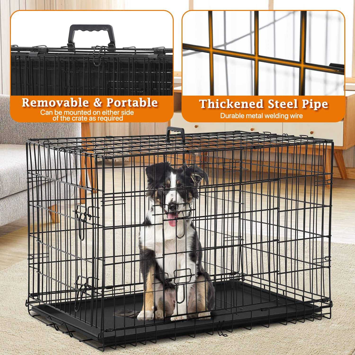 XXL Large Dog Crate for Large Dog 48 Inch Folding Dog Cage Metal Wire Dog Kennel Pet Animal Segregation Cage for Golden Retriever - Pet Supplies online store