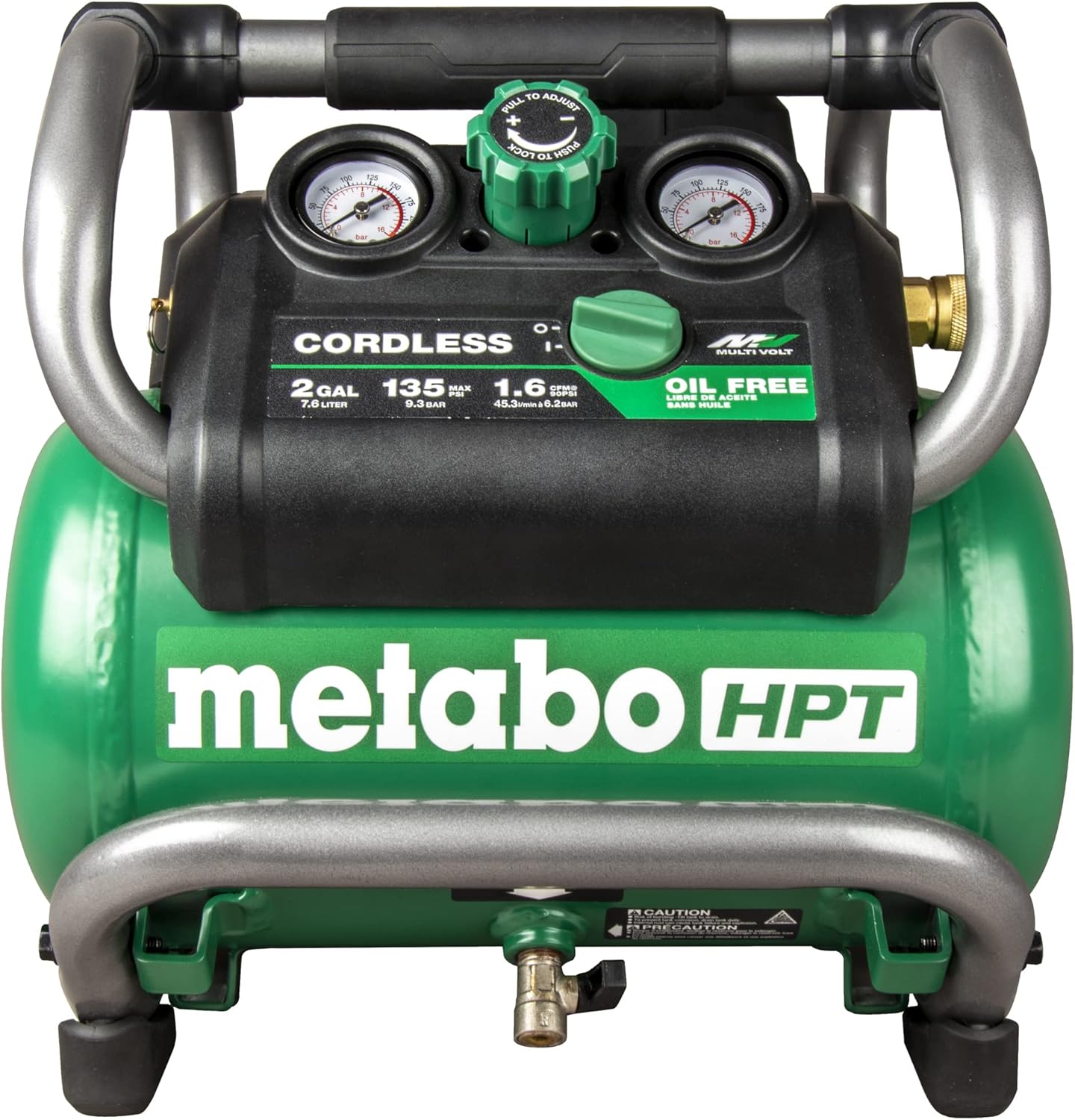 Metabo HPT 36V MultiVolt Cordless Air Compressor | Tool Only, No Battery | Brushless Motor | 135 Max PSI | 2-Gallon Capacity | 27.3 Lbs. | Optional AC Adapter | EC36DAQ4