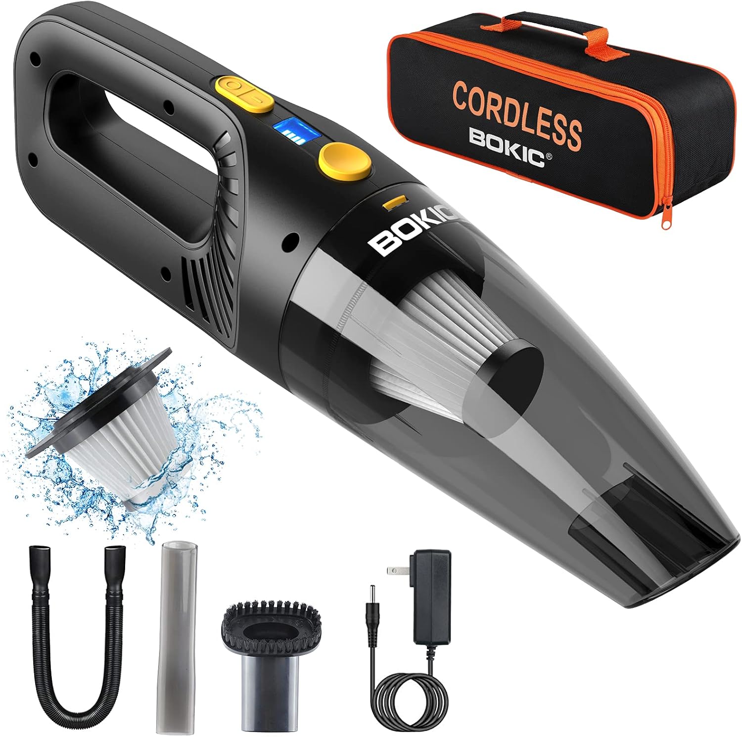 BOKIC Car Vacuum Cleaner Cordless, Cord-Free Handheld Vacuum Rechargeable, Portable High Power 8000Pa, Small Mini Handheld Detailing Cleaning Kit for Home Office