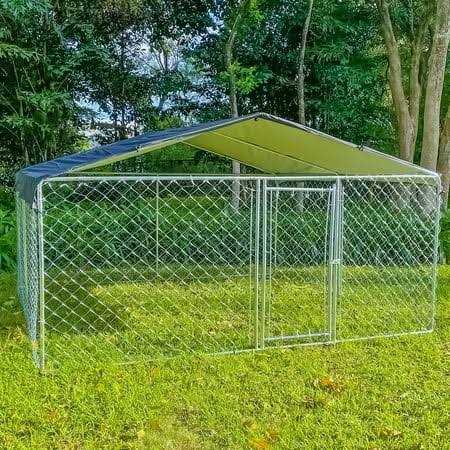10ft x 10ft Dog Kennel Outdoor Metal Playpen Large Dog Cages for Large Dogs Run Outside Exercise Pet Fences with Roof for Yard - Pet Supplies online store