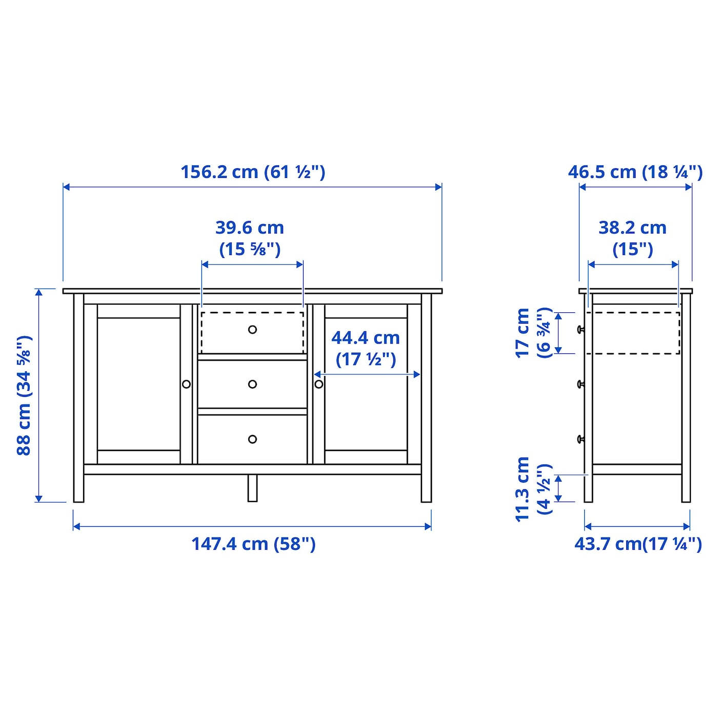 IKEA - HEMNES Sideboard, Dark Gray stained, 61 3/4x34 5/8