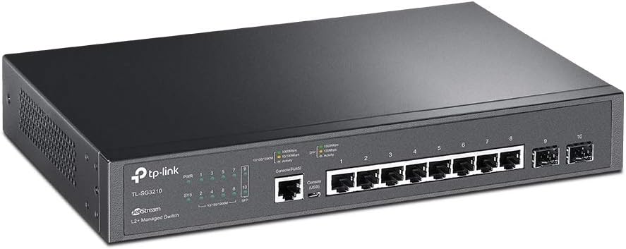 TP-Link TL-SG3210 v3 | 8 Port Gigabit Switch, 2 SFP Slots | Omada SDN Integrated | L2+ Smart Managed | IPv6 | Static Routing | L2/L3/L4 QoS, IGMP & LAG | Limited Lifetime Protection