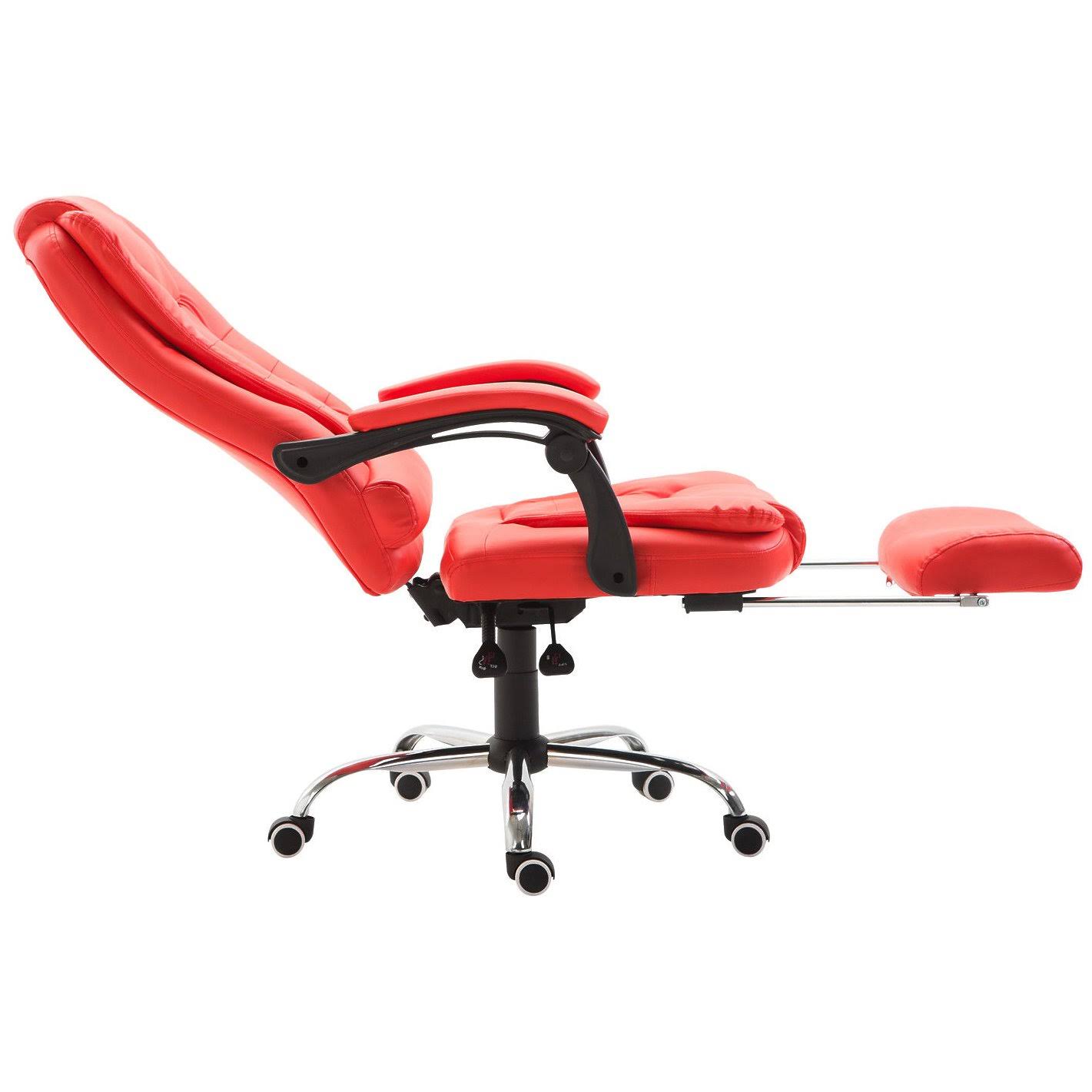 HOMCOM High Back Reclining PU Leather Executive Office Chair with Footrest (Red)
