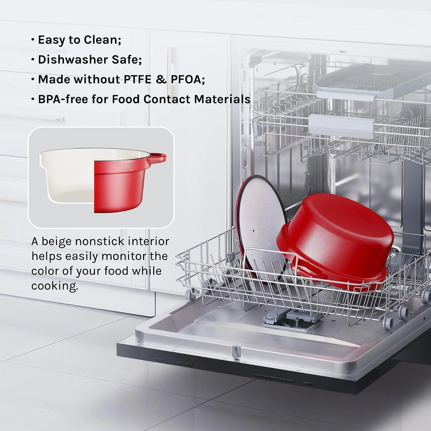 Electric Precision Enameled Cast Iron Dutch Oven 6 in 1 Multi Cooker 6 Qt Heavy Duty, Sear/Saute/Braise/Slow Cook/Keep Warm/Delay/Manual, Red