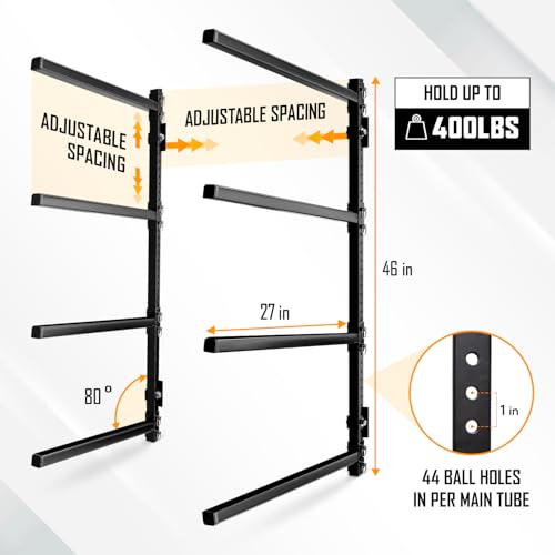 Yes4All Kayak Storage Rack Kayak Wall Mount Rack 400lbs 4 Adjustable Levels Kayak Rack for Outdoor, Indoor Kayak Storage Rack