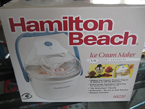 Hamilton Beach 68220 1.5-Quart Capacity Ice Cream Maker, White