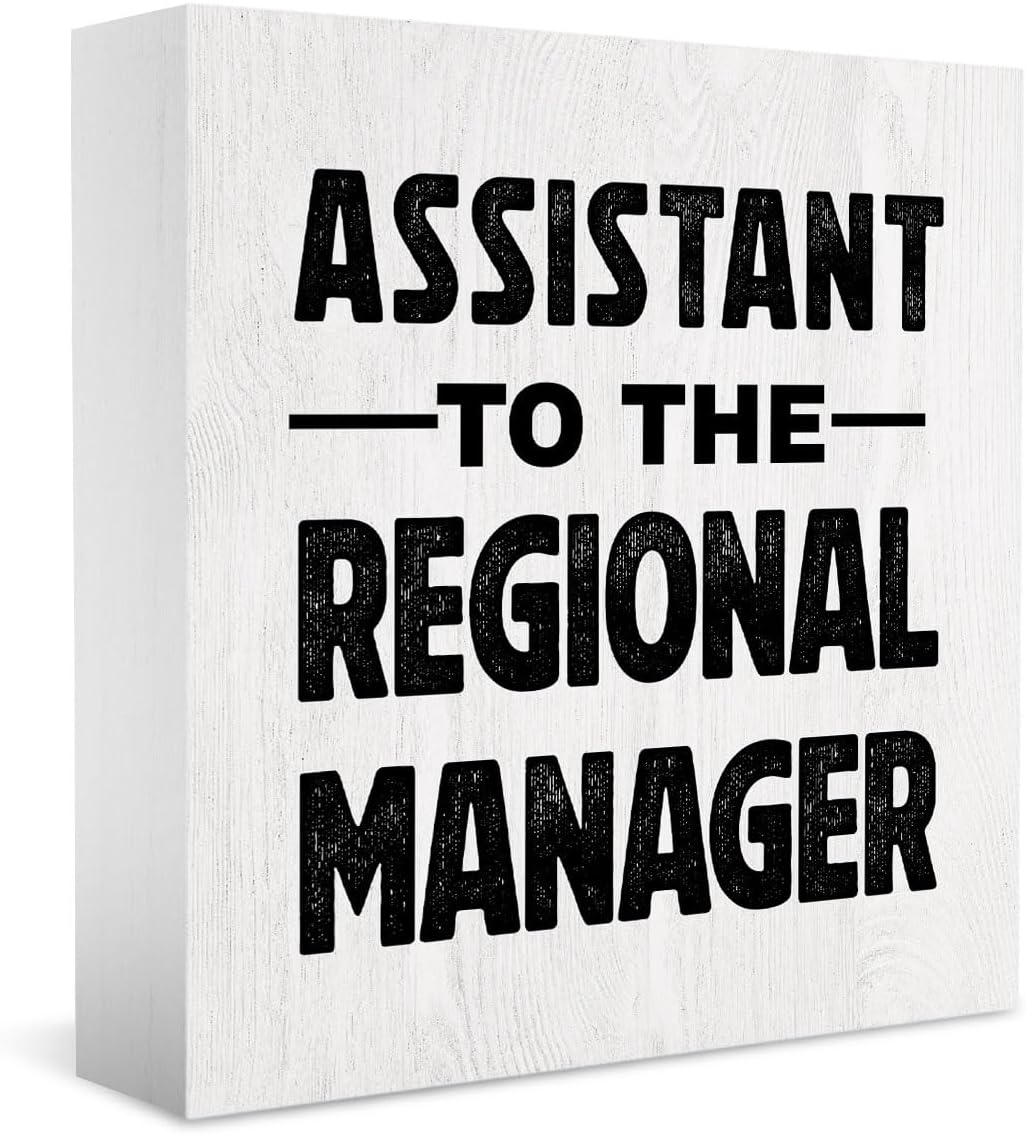 Funny Assistant to The Regional Manager Office Sign Office Decorations Desk Cubicle Shelf Decor Dwight TV Show Gift for Boss Coworkers Office Fans 7 X 7 Inch