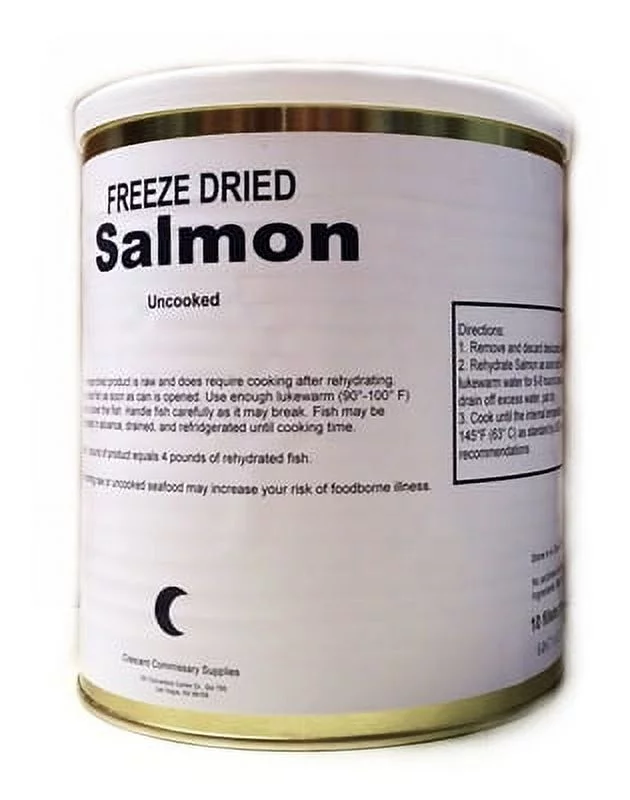 Military Surplus Freeze Dried Salmon Fillets Long Shelf Life Emergency Survival Preparedness Food for Camping Hiking and Backpacking #10 Can- 1 Can
