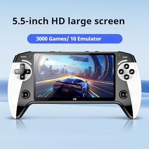 2025 X9 Handheld Game Console, 5.5'' HD Display Retro Gaming Console with 10 Emulators, 3000 Classic Games, TV Output, Portable Video Game Player for Kids & Adults
