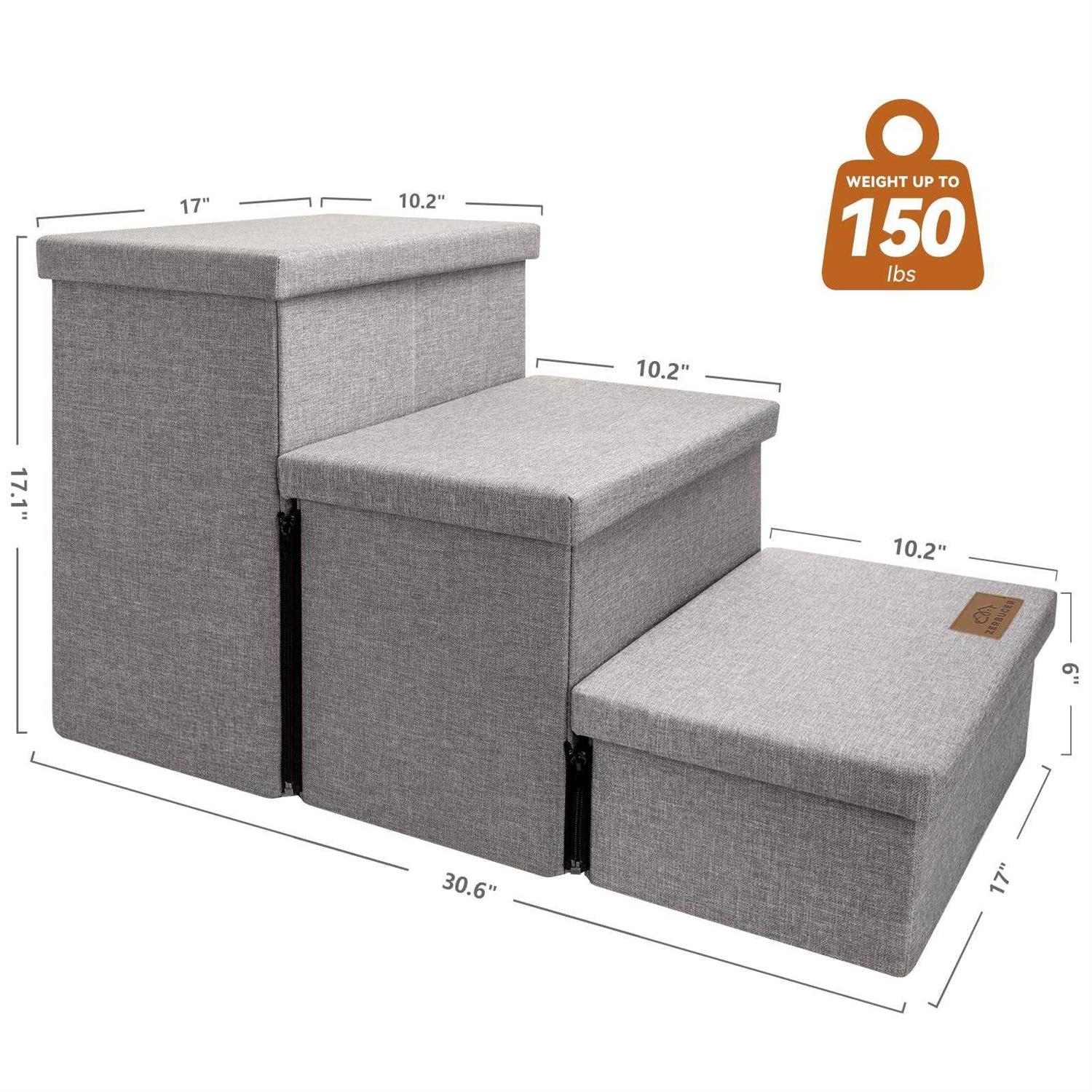 Dog Stairs, Dog Steps for High Beds, Foldable Pet Stairs for Small Medium or Large Dogs Puppy with Storage for Bed and Couch - Pet Supplies online store