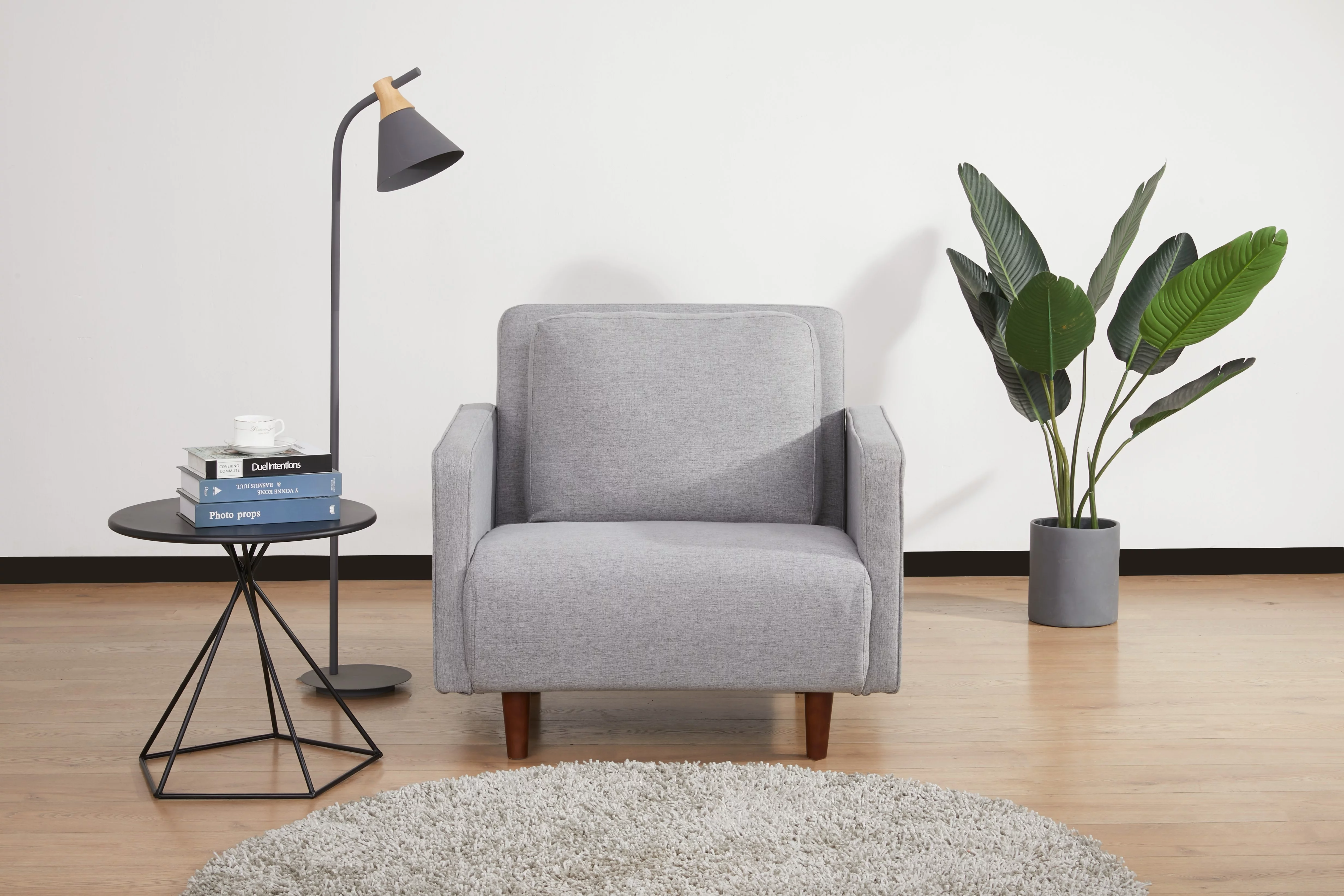 Artdeco Home Panama Polyester Convertible Futon Sofa Chair, Light Gray