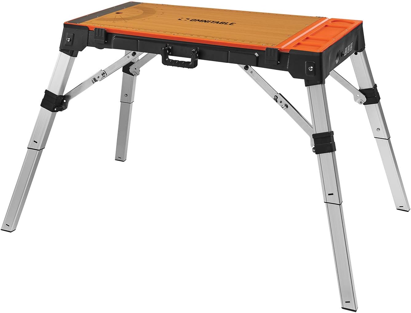 Disston 30146A OmniTable 4 in 1 Portable Workbench Work Table Dolly Scaffold and Creeper Adjustable Height with Folding Legs with Free 10-Piece Blu-MOL Carbon/HSS Jigsaw Blade Set (E0130146)