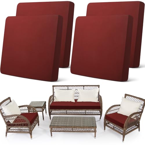 Set of 4 Stretch Cushion Covers Sofa Couch Seat Chair Slipcovers Individual Waterproof Cushion Covers Replacement Cushion Covers Furniture Protector for Kids Pets (Sand,Seat Cover)