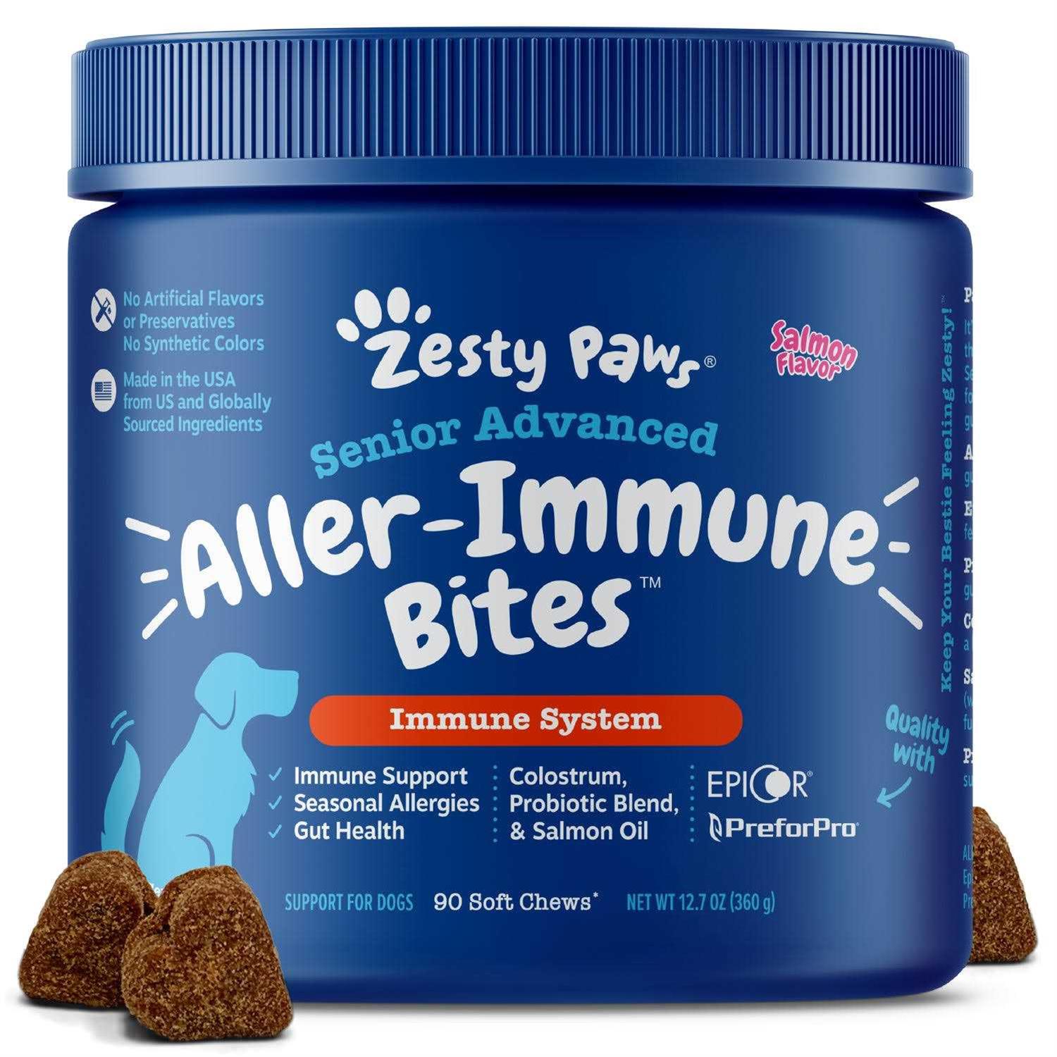 Zesty Paws Senior Advanced Salmon Allergy & Immune Bites for Dogs - Pet Supplies online store