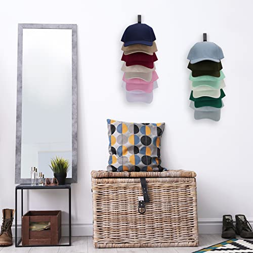 Hat Rack for Wall Baseball Cap Organizer Hanger (2 Pack) Modern Wooden Hat Holder Wall-Mounted Caps Display for Closet Door Bedroom Entryroom Laundry (Gray)