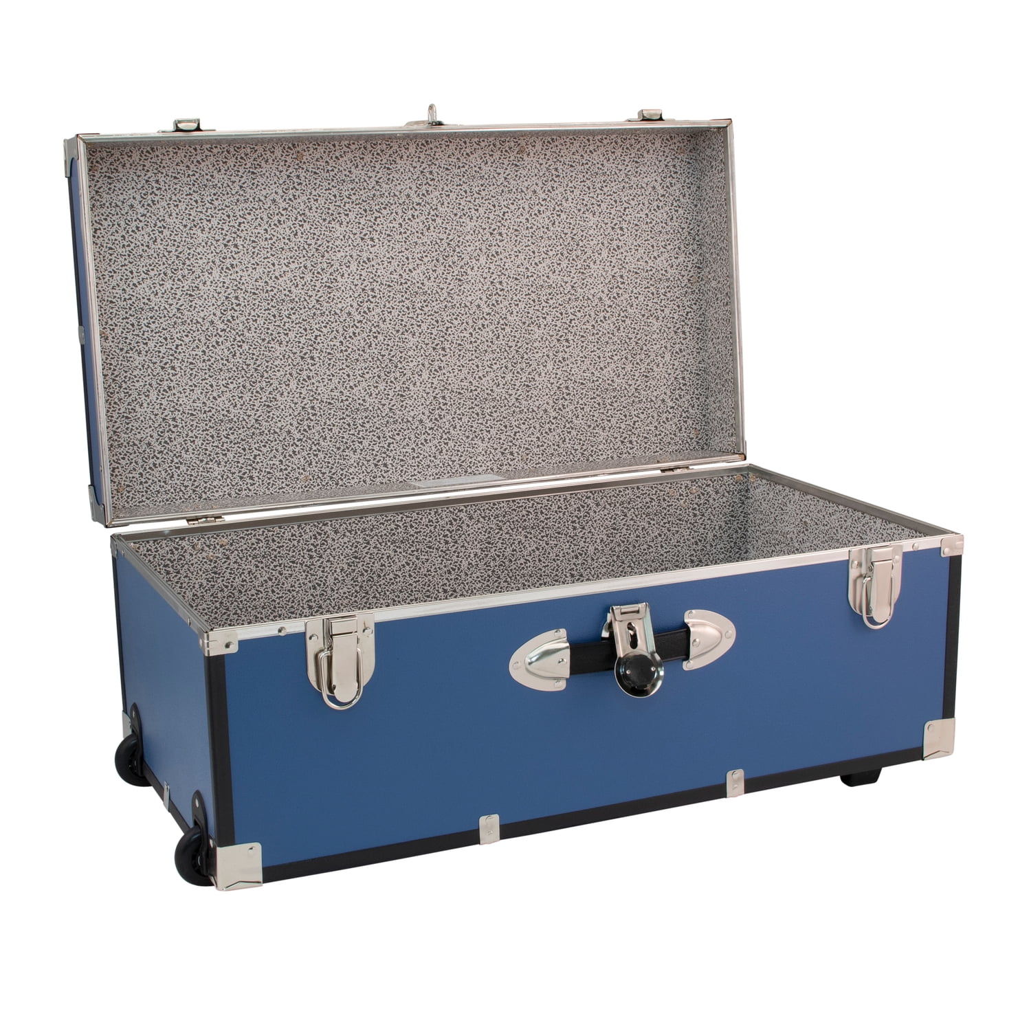 Seward Trunks Adult Wood Trunk with Wheels and Lock in Mist Blue - Radiant Selections