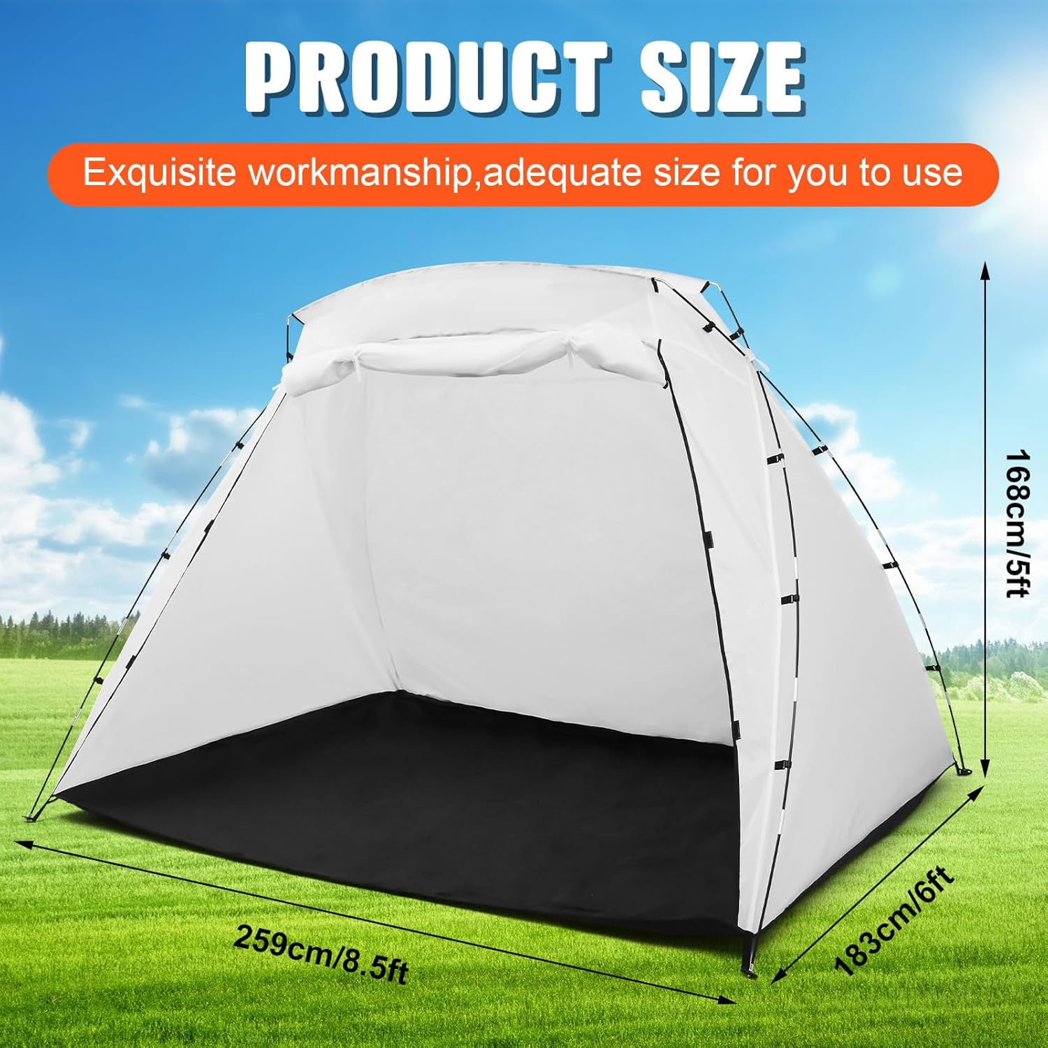 Windyun 8.5 x 6 x 5.5 ft Portable Paint Booth Spray Paint Tent Large Spray Shelter Hobby Painting Station for DIY Spray Painting, White