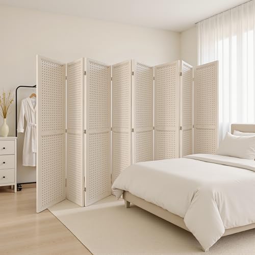 Osparple Room Divider with Shelves 6 Panel Wooden Folding Room Dividers Privacy Screen Wall Divider for Room Separation for Office and Apartment, Natural