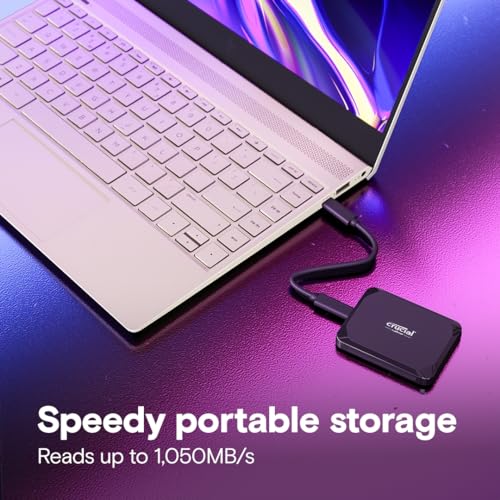 Crucial X9 2TB Portable SSD, Up to 1050MB/s, USB 3.2 USB-C, External Solid State Drive, Compatible with Windows, Mac, & Android, Reliable Storage for Games, Files, & Backups, Black - CT2000X9SSD902