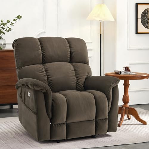 MCombo Dual Motor Power Lift Recliner Chair Sofa with Massage and Dual Heating for Elderly People, Infinite Position, USB&Type-C Ports, Fabric R7166 (Beige, Large-Wide)