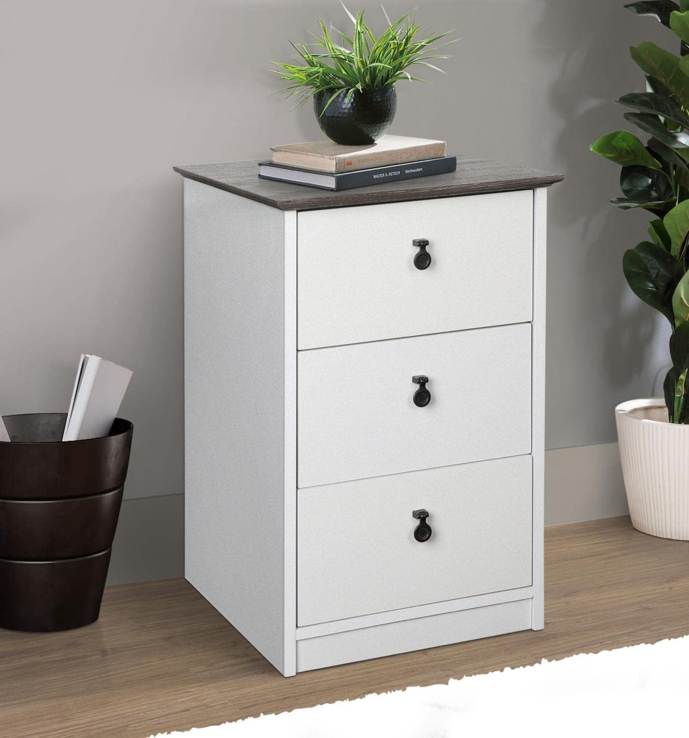 Finley Gray Oak/White 3-Drawer Filing Cabinet