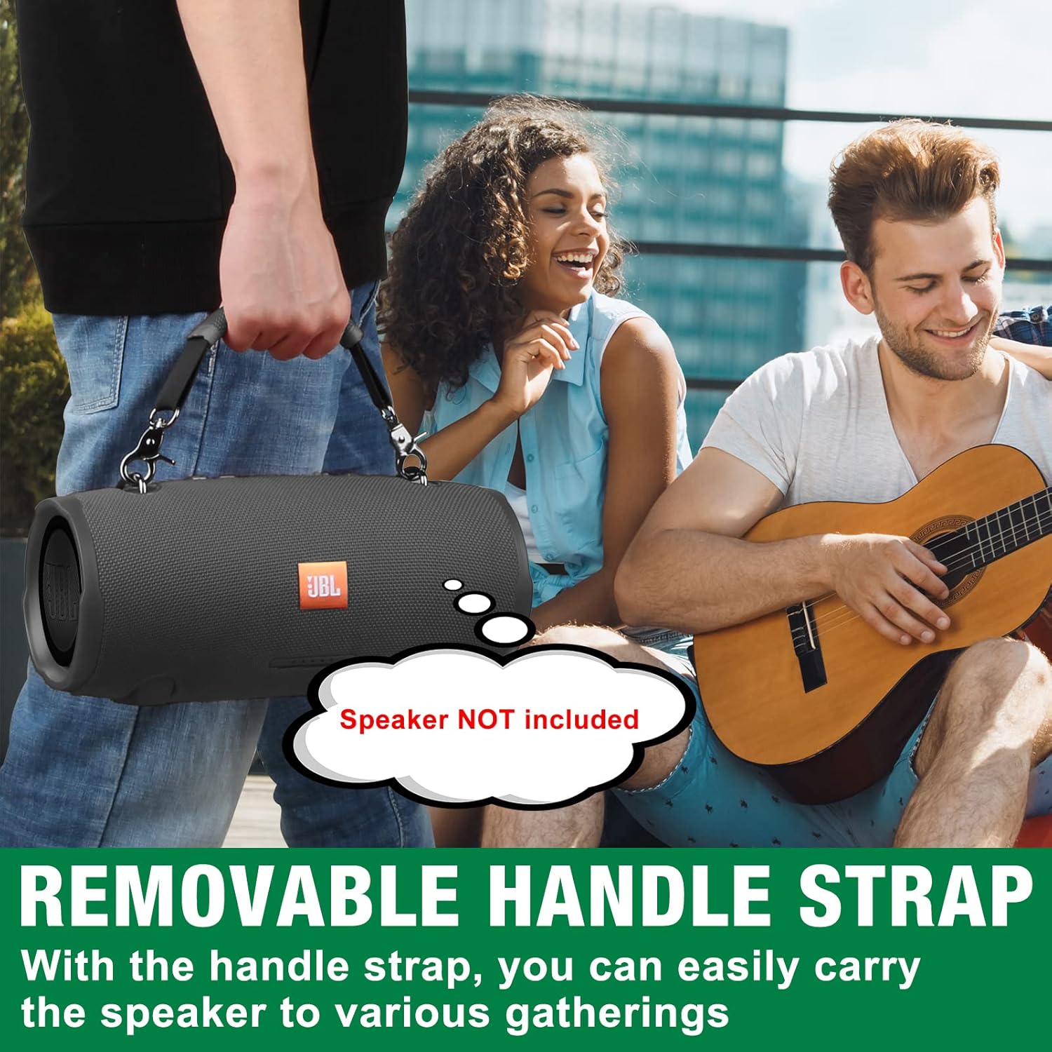 Desing Wish Removable Speaker Handle Strap Compatible with JBL Xtreme/Xtreme 2/ Xtreme 3/ W-King X10/ ZEALOT S67 Outdoor Travel Speaker Handle Belt (Black)