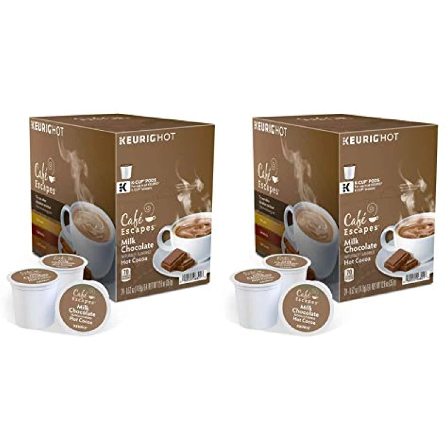 Cafe Escapes Milk Chocolate Hot Cocoa 48 K-Cups For Keurig Brewers