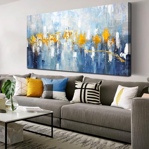 ZHAOSHOP Abstract Canvas Wall-Art - Blue Home Office Wall Decor - Modern Wall Art for Living Room Large Size Ready to Hang Size 24