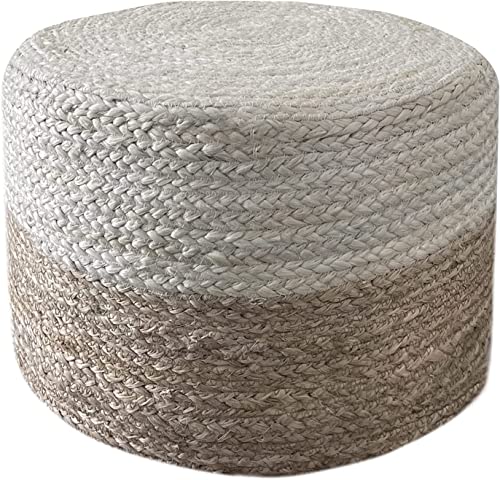 Jute Pouf Ottoman | Footrest Pouf | Hand Braided - Round Boho Pouffe - for Living Room, Bedroom, Nursery (16