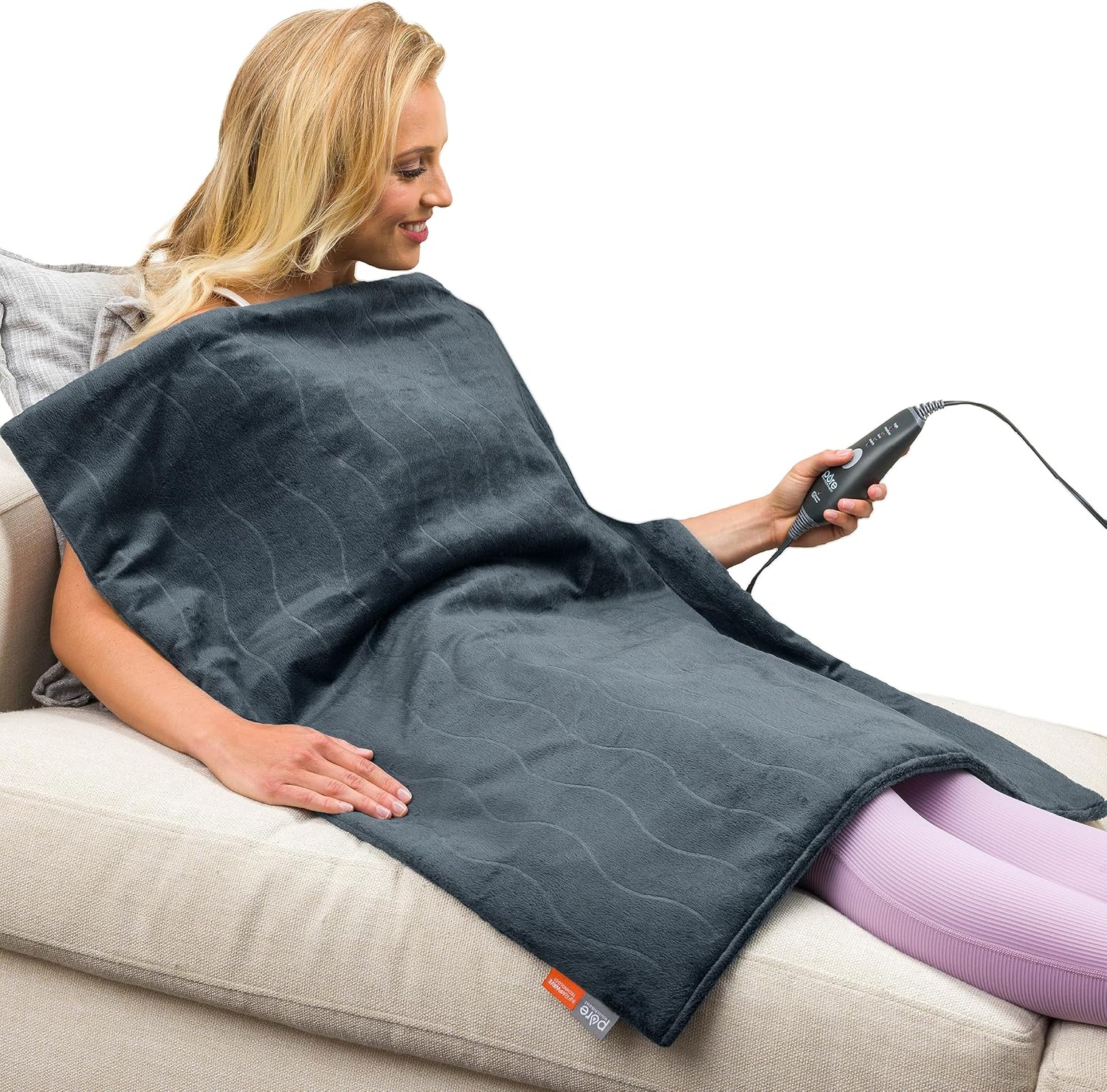 Pure Enrichment® PureRelief® Pro Far Infrared Oversized Body Wrap - 35” x 27” Full-Body Infrared Heating Pad for Back Pain, Shoulder Aches, Neck Strains, & Soreness in Knees, Abdomen, Chest, & Legs