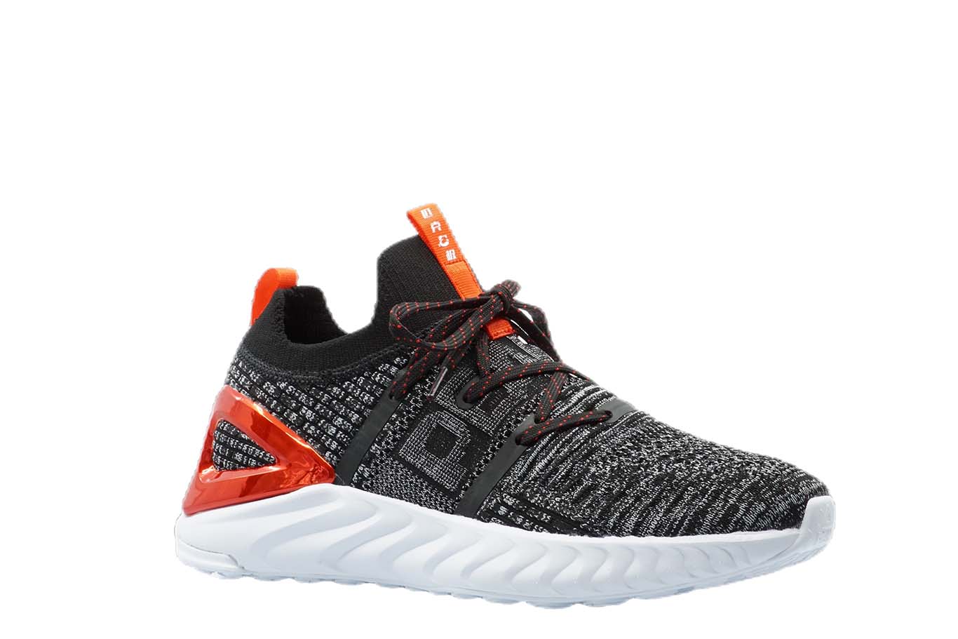 [E92577] Mens Peak Taichi 1.0 Plus Black Melange Grey Running Shoes - 7