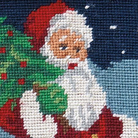 Lillian Vernon Santa Personalized Heirloom Christmas Needlepoint Stocking Stocking, 100% Wool, 9.5