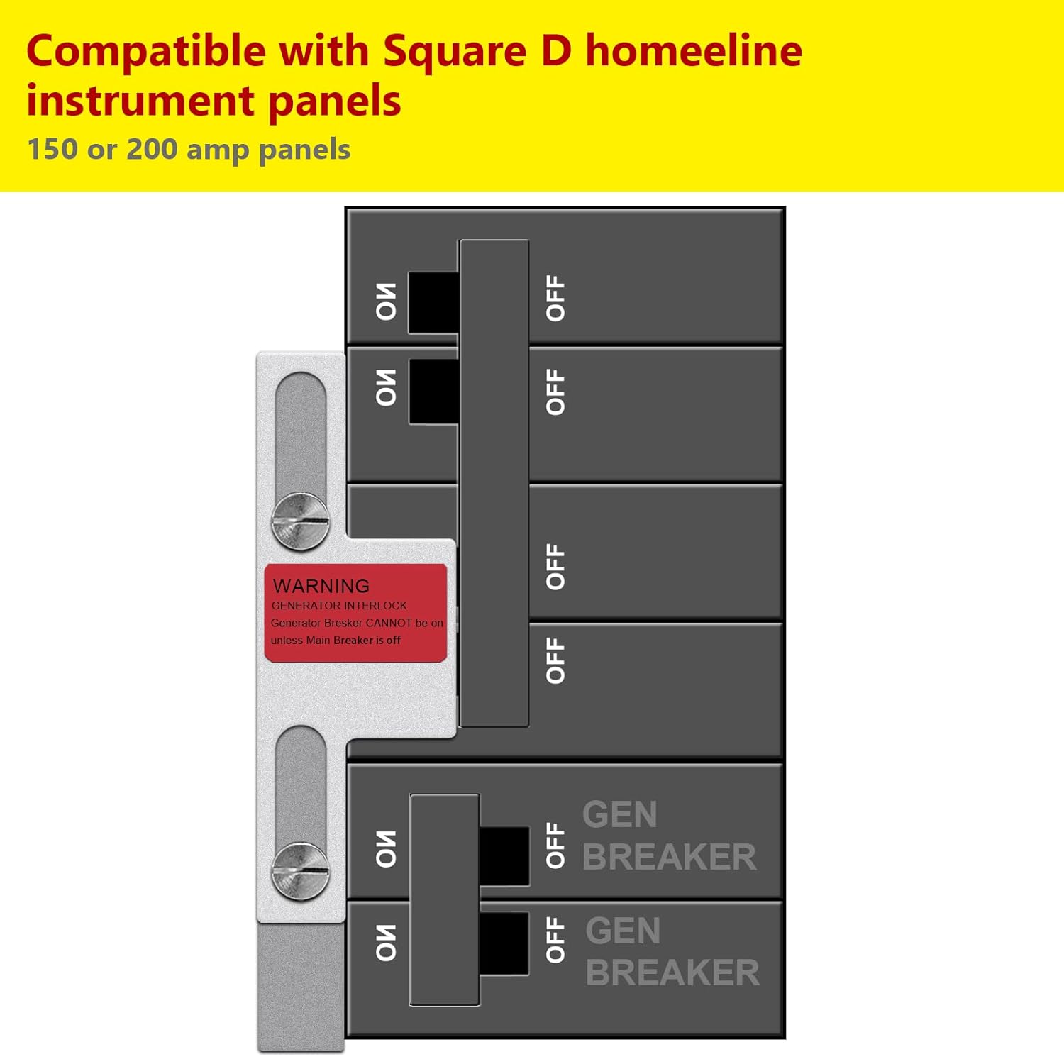 ZTTXL Generator Interlock Kit Compatible with Square D Generator Interlock Kit for Homeline Meter Main 150 or 200 amp Breaker, Professional and Interlock Kit The Pack of 2
