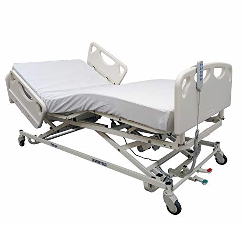 Century Hospital Bed, 5 Function Full Electric Long Term Care Low Bed with High Density Foam Mattress & Half Rail Package (36