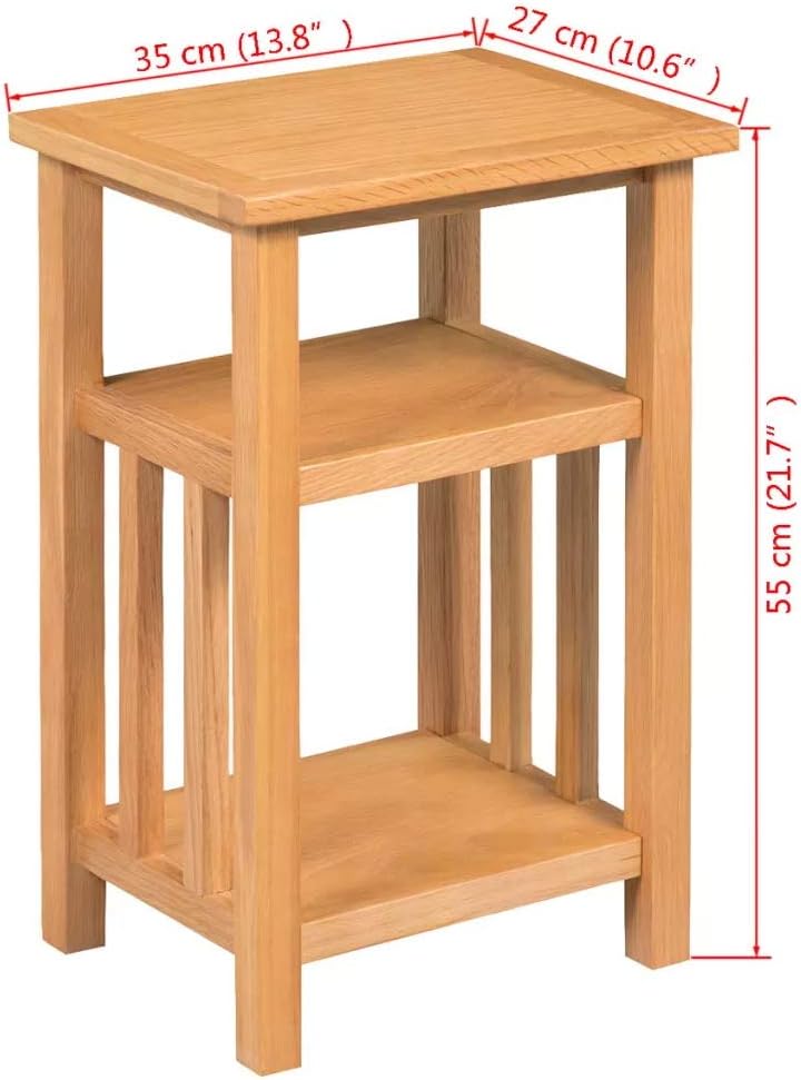 Nightstand with Magazine Shelf, Sturdy Oak Wood End Table Book Shelf Narrow Space Side Table for Home Living Room Bedroom Office Cafe Commercial 10.63X13.78X21.65inch