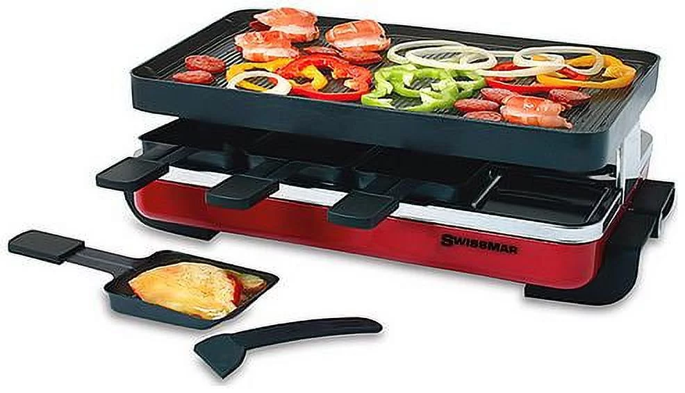 Swissmar Classic Raclette Grill - Red Non-Stick Reversible - 8 Person
