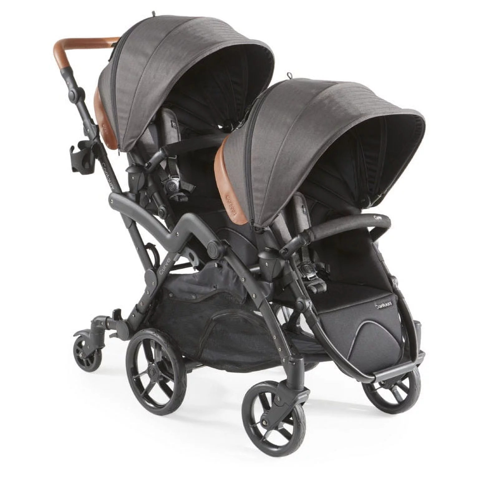 Contours Curve V2 Double Tandem Stroller, Black Herringbone, Unisex