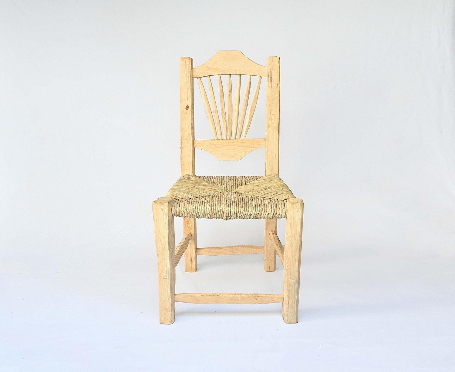 Set of 2 Chair Mexican of Handmade Wood Woven with Natural Palm or Tule Ray Sol Fiber, Artisan from Jalisco ideal restaurant, home, bar, hotel, garden, coffeshop, tequila