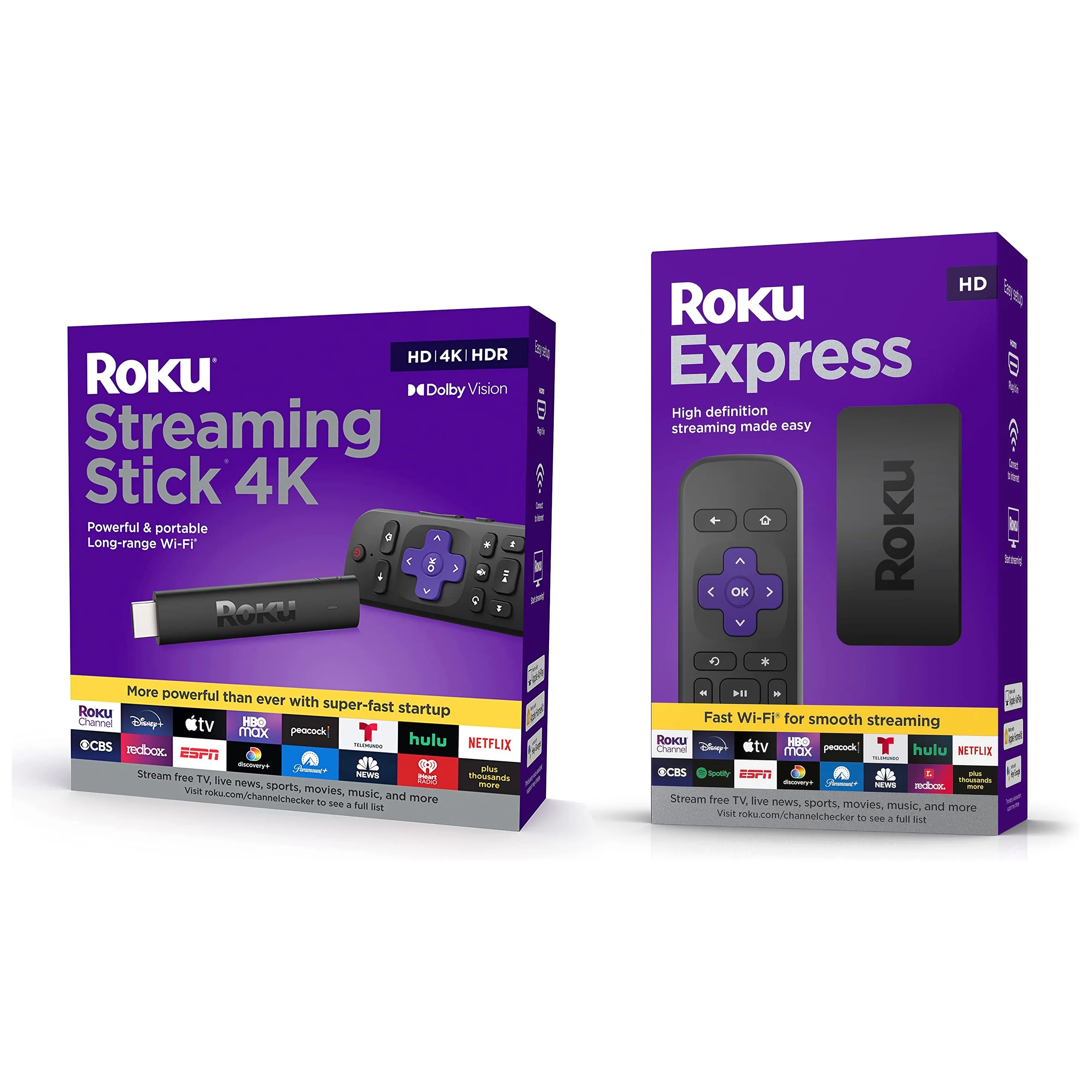 Roku Streaming Stick 4K/HDR/Dolby Vision with Voice Remote and TV Controls and Roku Express HD Bundle - Radiant Selections