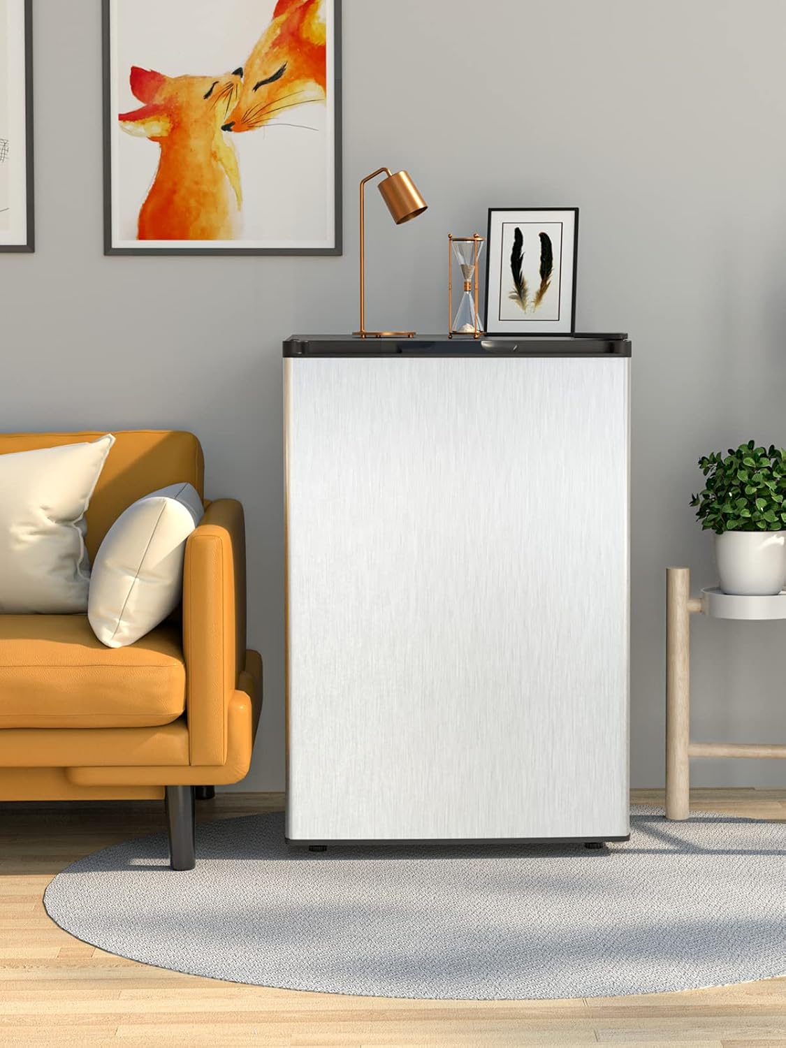 NAFORT Compact Upright Freezer 3.0 Cu. Ft. with Stainless Steel Single Door, Small Freezing Machine with Reversible Door, 7 Grade Adjustable Thermostat for Home Office