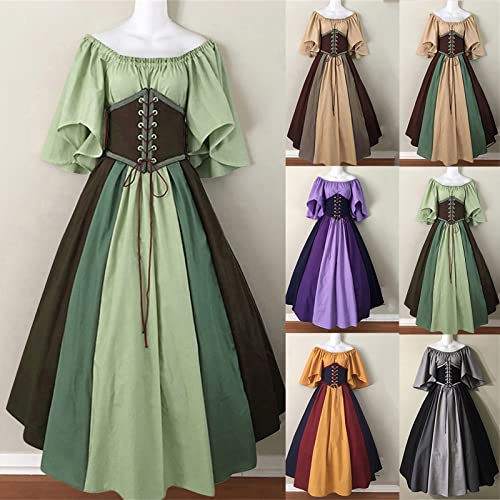 Women Renaissance Costume Medieval Dress Fashion Breathable Corset Dress Vintage Half sleeve Party Fairy Dresses